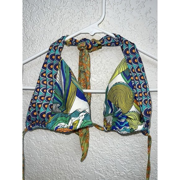 Trina Turk Other - 𝅺TRINA Turk Triangle Bikini Top Halter Multi-Color Size 8 Gold Accents (1A)